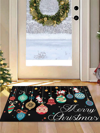 1pc Santa Claus Stand On Bells Christmas Doormat, Indoor Mat, Throw Rug, Creative Door Mat, Entryway Themed Mat, Home Decor, Non-Slip Floor Rug Mat, Bedroom Accessories, Photo Props, Outdoor Decor, Throw Rug, Area Rug, Gift