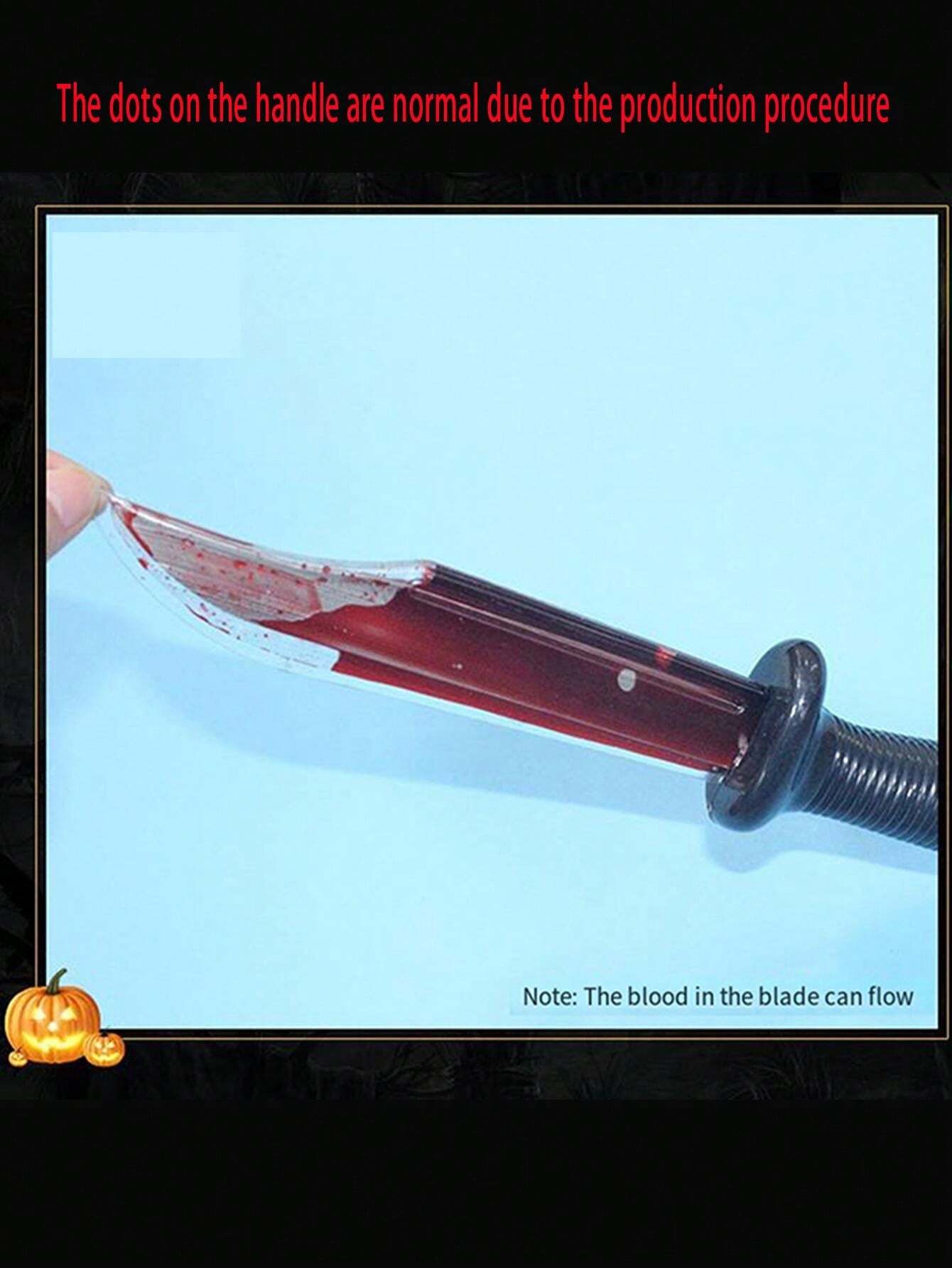 1 pièce Faux couteau en plastique avec du sang liquide, pour l