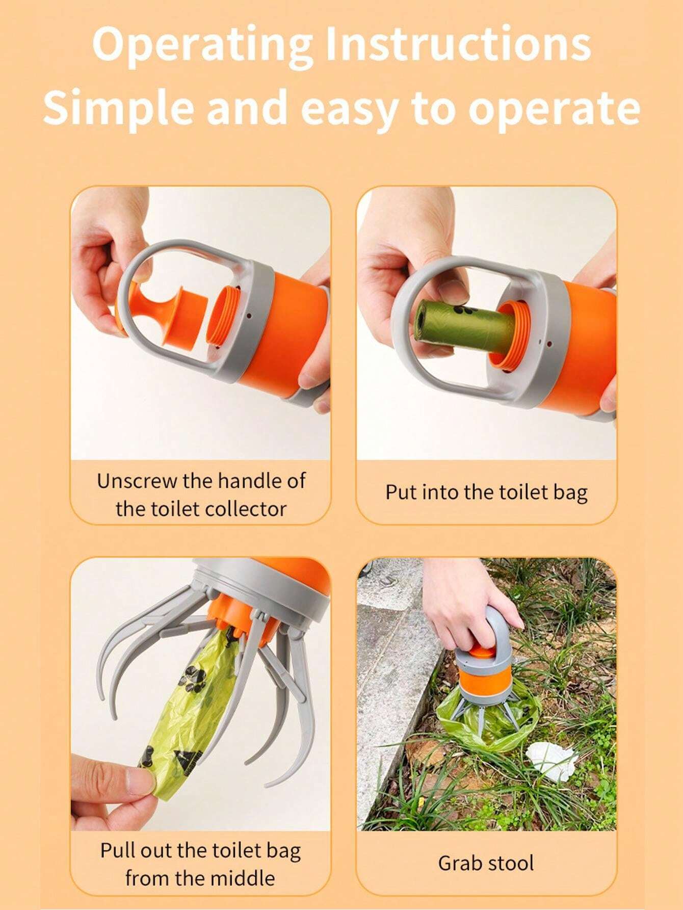 Pet Pooper Scooper With Waste Bags, Portable Dog Poop Picker Cleaner