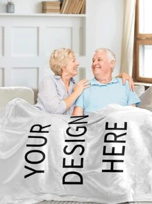 1pc Customized Personal Photo Flannel/Coral Fleece Blanket, Customize Name Logo Blanket, Customize Photo Blanket, Suitable For Wife, Husband, Couples, Father's Day, Mother's Day, Christmas, Halloween, Holiday Blanket, Family Pet Gift, Picture Memorial Blanket