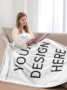 1pc Customized Personal Photo Flannel/Coral Fleece Blanket, Customize Name Logo Blanket, Customize Photo Blanket, Suitable For Wife, Husband, Couples, Father's Day, Mother's Day, Christmas, Halloween, Holiday Blanket, Family Pet Gift, Picture Memorial Blanket