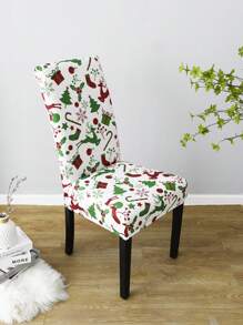 6 szt. Zielony świąteczny pokrowiec na krzesło na białym tle, świąteczne pokrowce na krzesła, wesołych świąt, pokrowiec na oparcie krzesła, rozciągliwy świąteczny pokrowiec na siedzenie, zmywalny, świąteczny pokrowiec na krzesło do jadalni, do kuchni, na przyjęcie świąteczne, drukowane pokrowce na krzesła do jadalni