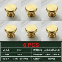 1pc Solid Aluminum Alloy Cabinet Knobs, Modern Golden Pulls Cabinet Drawer Dresser Handles Knobs, Polished Finish - Gold - View 18