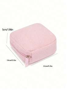 1入組字母A-Z衛生棉收納袋，粉色便攜式簡約灯芯絨小方袋Ins日系美妝包化妝品收納袋，適用於來月經的女孩！防水化妝旅行袋、包女孩錢包美妝工具收納旅行必備開學宿舍收納袋 - 彩色 - 查看 6