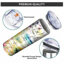 1 件美丽花朵图案不锈钢水杯 20 盎司，带盖、吸管和吸管刷，简约时尚旅行水杯 - 不锈钢真空冷水杯，可爱时尚的随身杯，便携式防漏水杯，送给家人和朋友的礼品杯，户外饮具，健身、旅行、家庭、办公室， - 彩色 - 查看 11