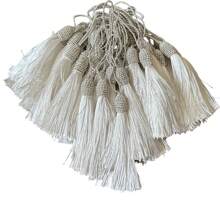 10pçs Aplique Pingente Tassel de luxo pompom com tulipa poliéster franja 9cm - Branco - Visão 4