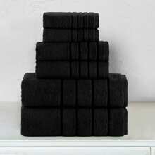 Mocassi 6-Piece Turkish Cotton 4 Lines Stripe Towel Set, 2 Washcloths, 2 Hand Towels And 2 Bath Towels