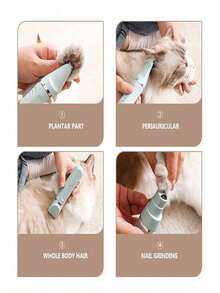 四合一升级版宠物毛发修剪器套装：适用于狗和猫的低噪音无绳电动美容工具，包括指甲磨床、爪子修剪器和毛发修剪器 - 彩色 - 查看 11