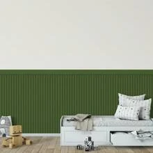 Enchanting Forest Green Adhesive Slatted Wallpaper With Stripe For Half Wall - màu xanh lá - Xem 1