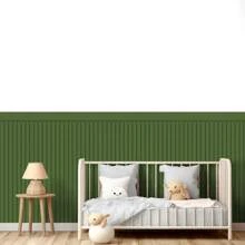 Enchanting Forest Green Adhesive Slatted Wallpaper With Stripe For Half Wall - màu xanh lá - Xem 2