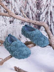 Kids Fluffy Slippers With Hook And Loop Closure, Suitable For Indoor, Home And Outdoor Wear - Blue - View 5