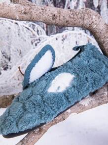 Kids Fluffy Slippers With Hook And Loop Closure, Suitable For Indoor, Home And Outdoor Wear - Blue - View 3