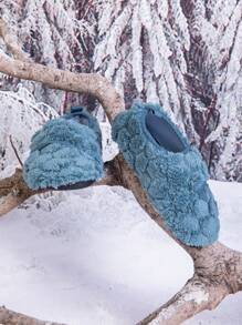 Kids Fluffy Slippers With Hook And Loop Closure, Suitable For Indoor, Home And Outdoor Wear - Blue - View 7