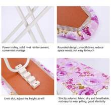 36 Inch Ironing Board Height Adjustable Smooth Edge Good Load-Bearing Non-Slip Wear Resistant Ironing Clothes Extra-Wide Clothes Ironing Board With Folding Legs - 紫色 - 查看 9