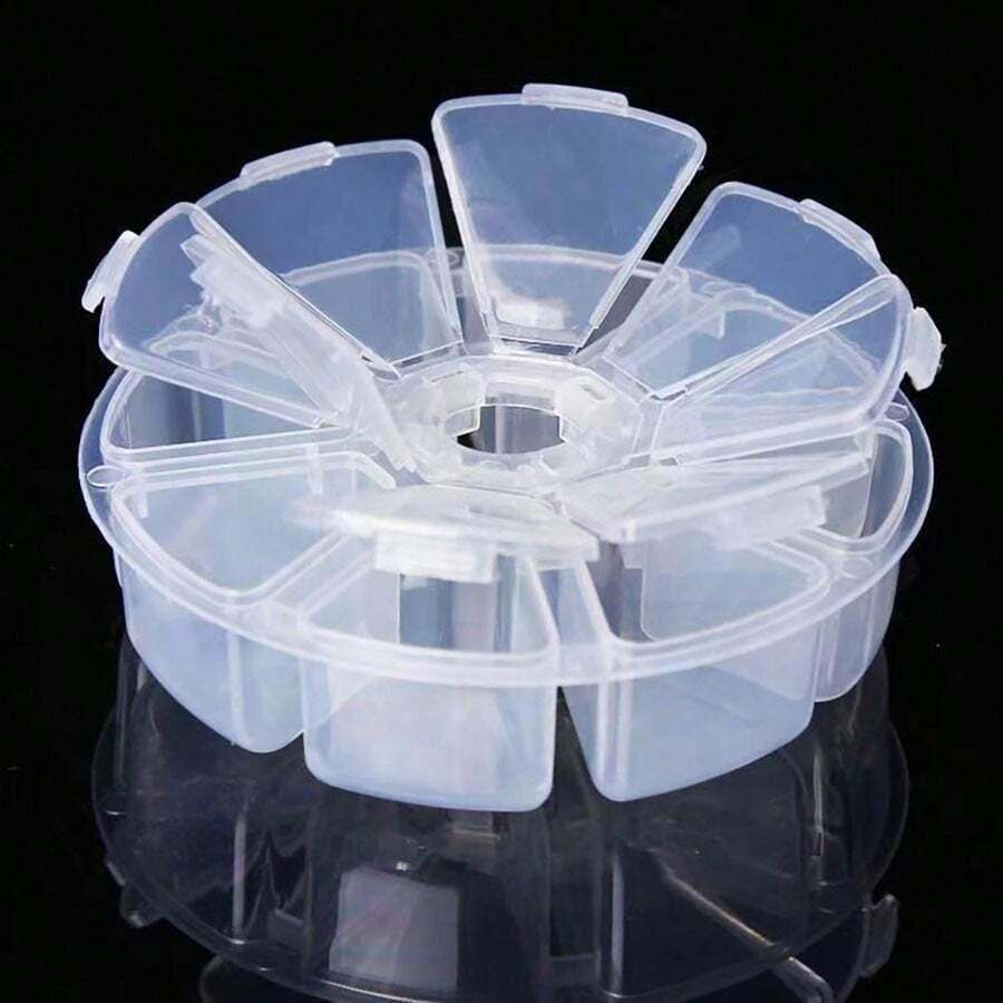 1 hộp nhựa lưu trữ tròn trong suốt 8 ngăn, hộp đựng thuốc, hộp đựng hạt, hộp đựng trang sức, giá đỡ cuộn dây