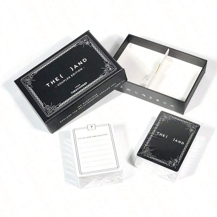 1pc Card Board Game "The AND" - Healing And Couples Editions, For Couples Or Group Parties - Black - View 1