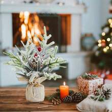 1pc Artificial Christmas Tree With Snow, Mini Tabletop Decor, Cedar Needle Tree, Christmas Party Decoration, New Year Gift, Holiday Decoration, Home Decor, Dining Table Decor, New Year Decoration,Christmas - 20cm New Christmas Tree - View 10