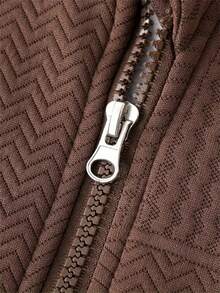 Bộ 2 áo nỉ dài tay có mũ trùm đầu họa tiết khủng long bằng vải jacquard cho bé trai, quần dài, bộ đồ thoải mái thường ngày phối hợp cho mùa thu đông làm quà tặng - màu nâu - Xem 4