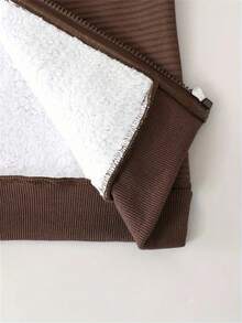 Bộ 2 áo nỉ dài tay có mũ trùm đầu họa tiết khủng long bằng vải jacquard cho bé trai, quần dài, bộ đồ thoải mái thường ngày phối hợp cho mùa thu đông làm quà tặng - màu nâu - Xem 5