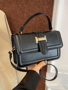 New Women's Handbag, Large Capacity Solid Color Shoulder Bag, Casual Versatile, Elegant Solid Color Tote Bag, Cross-Border Style Messenger Bag, Suitable For Office, Outdoor, Shopping - Black - View 5