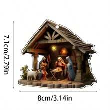 1pc 2D Flat Pattern Nativity Pattern Car Hanging Decoration, Classical Style Acrylic Festival Decoration, Atmosphere Decoration, Home Decoration, Christian Decoration