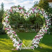 UNHO Heavy Wedding Arch 2M Floral Balloon Frame Heart Shape Birthday Party Decoration - 白色 - 查看 1