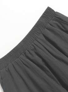 Saia Bubbly Feminina, Cintura Elástica com Bolsos, Saia Longa A-Line Sólida