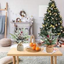 1pc Artificial Christmas Tree With Snow, Mini Tabletop Decor, Cedar Needle Tree, Christmas Party Decoration, New Year Gift, Holiday Decoration, Home Decor, Dining Table Decor, New Year Decoration,Christmas - 20cm New Christmas Tree - View 6