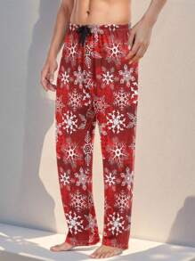 Quần dài nam họa tiết bông tuyết in ngẫu nhiên cho Giáng sinh, mùa thu/đông - Nhiều màu - Xem 3