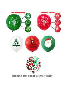 12/30pcs 12inch Christmas Latex Balloons Set, Suitable For Merry Christmas Party, Window, Garden Decor, Halloween, Halloween Decoration