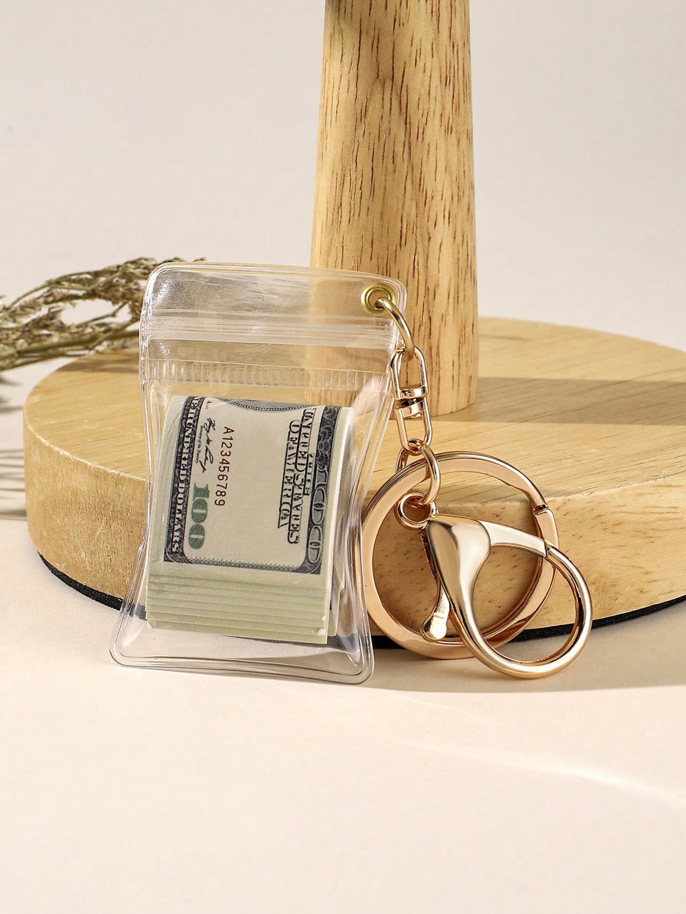 1 pezzo Portachiavi creativo con design di banconota del dollaro USA, decorazione per borse, portachiavi per auto, per coppie, occasioni per studenti, ciondolo per borse e portafogli, accessori casual per auto, idee regalo di Natale per scuola, portabadge con portachiavi per auto