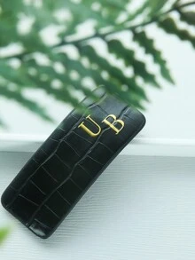 1 chiếc kẹp tóc cá nhân hóa kẹp tóc tùy chỉnh bằng da cá sấu giả có chữ cái viết tắt tùy chỉnh kẹp tóc bằng da cá sấu kẹp tóc kết cấu nổi thanh lịch - Nhiều màu - Xem 6
