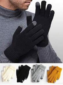1 pieza Guantes tejidos con pantalla táctil minimalista, guantes de invierno cálidos para exteriores, ciclismo, a prueba de viento y térmicos