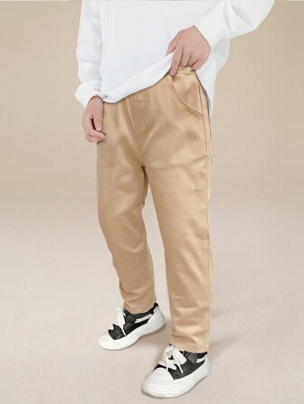 男童休闲直筒斜纹布裤，男童日常穿着长裤