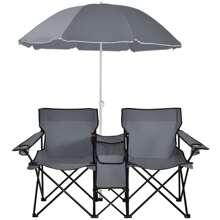Lifezeal Folding Picnic Double Chair W/Umbrella Table Cooler Beach Camping Turquoise\Black\Red\Gray
