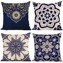 1pc Blue & White Porcelain Floral 3D Print Pillowcase, Available In 3 Sizes For Sofa, Tatami Decor (Pillow Insert Not Included)