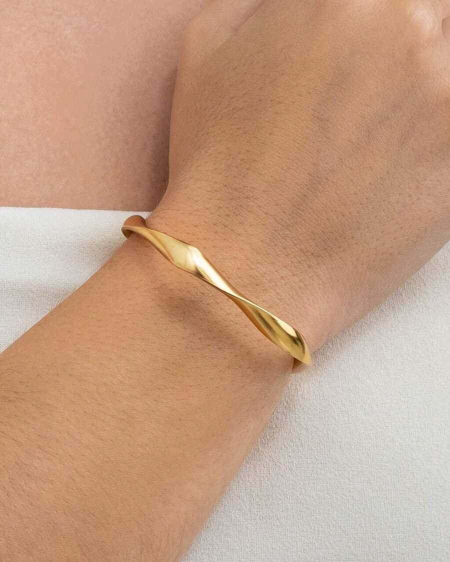 Adjustable Twisted Bracelet 18K Gold Plated - D France Semijóias - Vàng - Xem 1