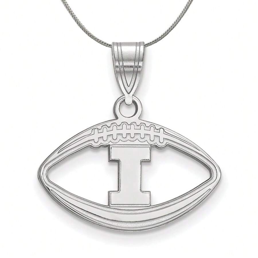 The Black Bow Sterling Silver U. Of Illinois Football Pendant Necklace