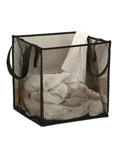 1 件单/双层洗衣篮，可折叠手持脏衣服收纳篮，大号方形金属丝网洗衣篮家居浴室装饰浴室收纳秋季装饰返校