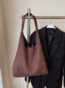 2pcs High Capacity Faux Suede Tote Bag Set For Women, New 2024 Korean Fashion Elegant Casual Commute Shopping Shoulder Bag, Newest Fashionable Suede Bag For Women, Perfectly Matching With Fall Outfits Women Fall Clothes For Women