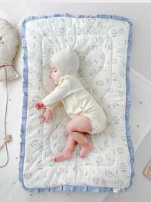 1件婴儿绉棉床垫垫，柔软蓬松绒面床垫，婴儿房柔软床垫，儿童棉质床垫，双面可用，可机洗