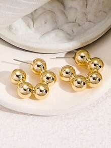 1 Pair 3D Spherical Hoop Romantic Style Decorative Earrings, Suitable For Women To Wear For Dating And Shopping - Earrings - View 3