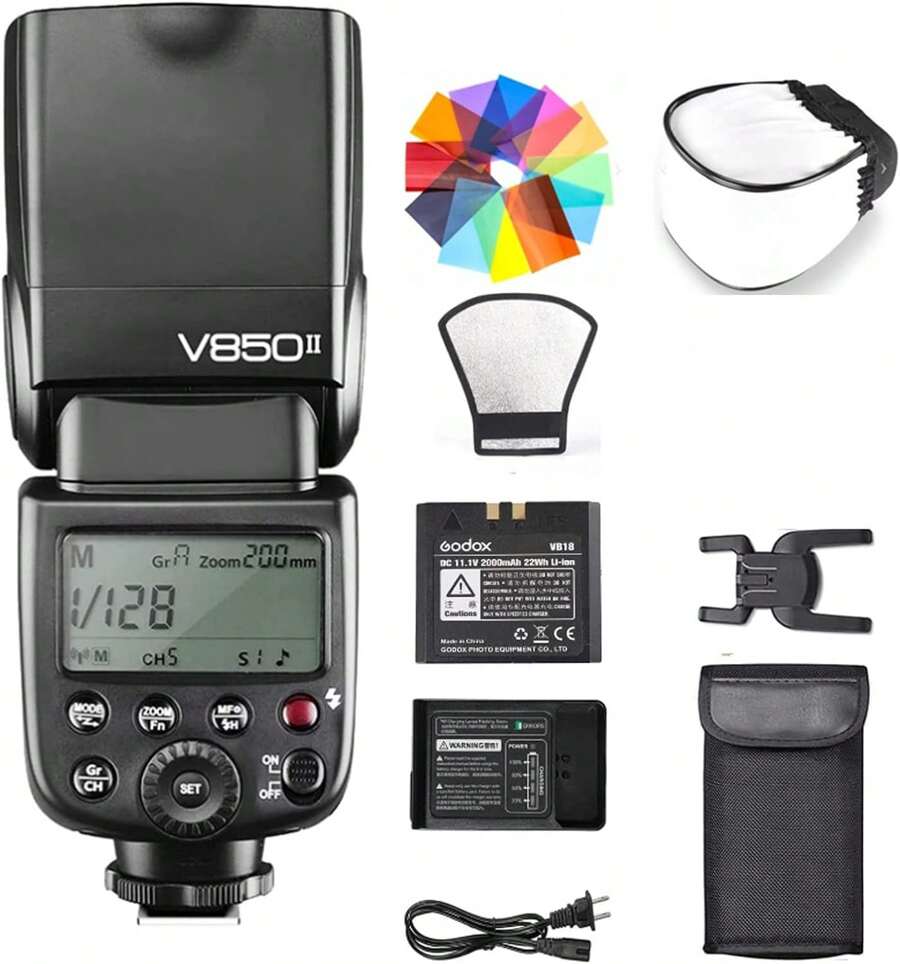Godox V850II V850 Flash ForSony Canon Nikon PentaxFuji Olympus Panasonic GN60 2.4G 1/8000s HSS 650 Full-Power Flashes 2000mAh Li-Ion Battery 1.5s Recycle Time Camera Speedlight Speedlite (NO TTL)