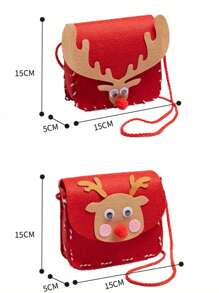 1 Conjunto de Decoração de Natal Renas de Natal DIY Mochila Presente Pequeno Feito à Mão Porta-Moedas Criativo Produto Semifinished Material Artesanal de Jardim de Infância para Meninos e Meninas - pacote de material diy (acessórios de cor aleatória) - Visão 6