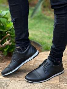 Dress Shoe Kit + Men's Oxford Watch Italian Casual Elegant Thin Comfortable - màu đen - Xem 5