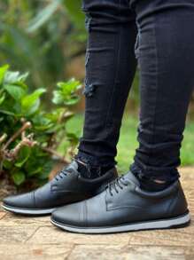 Dress Shoe Kit + Men's Oxford Watch Italian Casual Elegant Thin Comfortable - màu đen - Xem 4