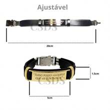 Original Synthetic Leather Men's Bracelet I Can Do All Things Through Him Who Strengthens Me Religious Steel Clasp Size Adjustment. - 黑灰 - 查看 5