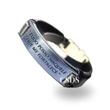 Original Synthetic Leather Men's Bracelet I Can Do All Things Through Him Who Strengthens Me Religious Steel Clasp Size Adjustment. - 黑灰 - 查看 1