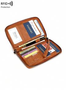 Nova Carteira com Zíper Bloqueador RFID, Organizador de Passaporte, Carteira de Passaporte Multifuncional de Grande Capacidade, Bolsa de Viagem da Moda para Avião, Viagem, Fitness, Acampamento, Cruzeiro, Essenciais de Férias