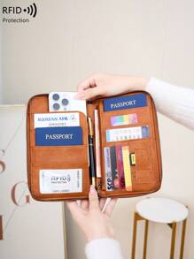 Nova Carteira com Zíper Bloqueador RFID, Organizador de Passaporte, Carteira de Passaporte Multifuncional de Grande Capacidade, Bolsa de Viagem da Moda para Avião, Viagem, Fitness, Acampamento, Cruzeiro, Essenciais de Férias